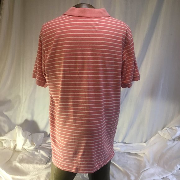 Izod Polo Shirt Mens XL Golf PInk White Stripe Short Sleeve Logo 100% Cotton - Picture 4 of 16